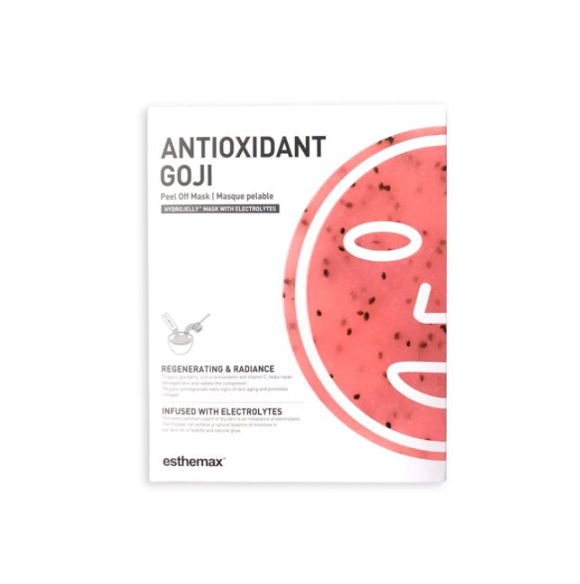 Mascarilla hydrojelly de Antioxidant Goji para uso en casa. Recrea un tratamiento facial en casa y relajate mientras disfrutas de una piel rediante y sedosa.